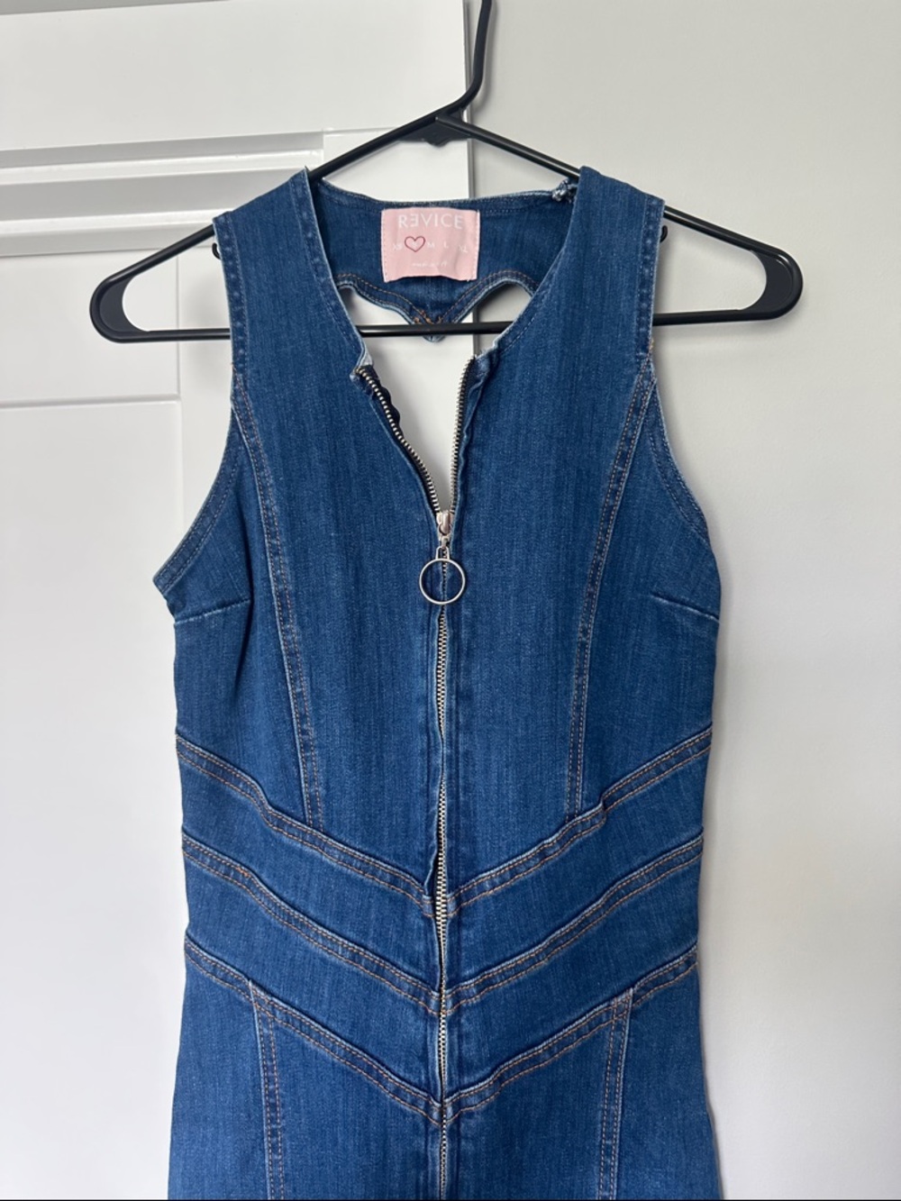 Revice Denim Hollywood Heartthrob Jumpsuit Dark Blue Sleeveless Denim